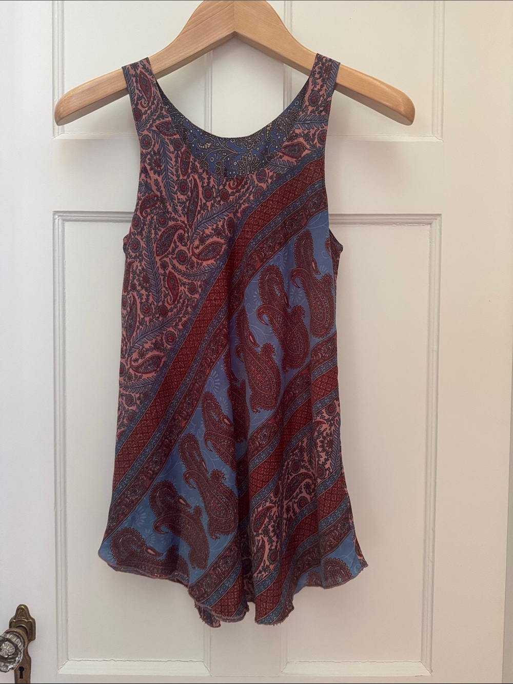 Women’s Reversible Boho Paisley Tank Top in Blue and Burgundy